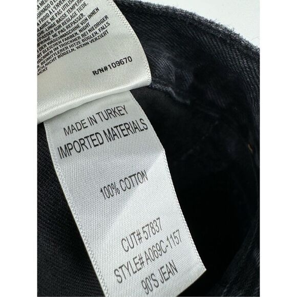 Agolde Women's Distressed Button Fly Straight 90's Jeans Charcoal Black Size 26 - Picture 6 of 6